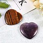 2Pcs 2 Style Heart Natural Mixed Gemstone Massage, with 1Pc Velvet Cloth Drawstring Bags