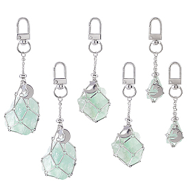 6шт. латунный мешочек для макраме, пустой держатель для камня, подвесное украшение, с 304 подвесками в виде звезд и луны из нержавеющей стали и поворотными застежками из сплава