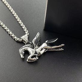 Панк 304 ожерелья из нержавеющей стали с подвеской в виде летящей лошади для мужчин