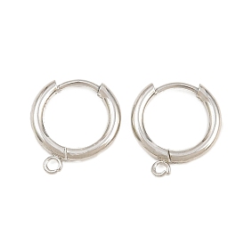 Accessoires de boucle d'oreilles en laiton, ronde, avec boucle, crémaillère plaquage, plaqué longue durée, crémaillère plaquage, sans cadmium et sans plomb