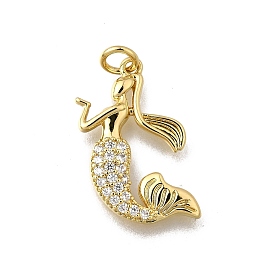 Латунные микропаве прозрачные подвески с фианитом, без кадмия, без никеля и без свинца, русалка прелести