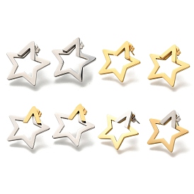 304 Stainless Steel Hollow Star Stud Earrings