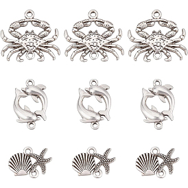Tibetan Style Alloy Pendants, Flat Round with Octopus