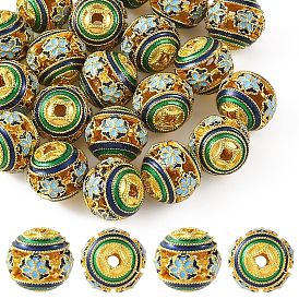10 Шарики из сплава эмали шт., круглые с цветочным узором, золотые