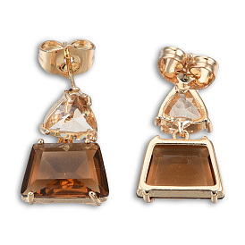 K9 triangle de verre avec boucles d'oreilles pendantes trapézoïdales, bijoux en laiton plaqué or clair pour femme, sans cadmium et sans plomb