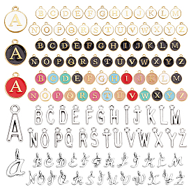 5 Sets 5 Style Alloy Enamel Pendants, Alphabet, Letter A~Z