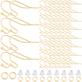 100 шт. 304 крючки для серег из нержавеющей стали, проволока для уха с круглым шариком, с 100 открытыми соединительными кольцами, 100 гайки ушные пластиковые