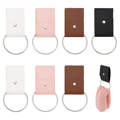 8Pcs 4 Colors PU Leather Towel Clip, with Iron Rings