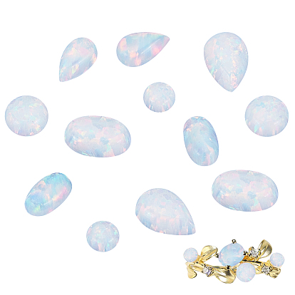 12pcs 6 cabochons d'opale synthétique de style, demi-tour, ovale, larme