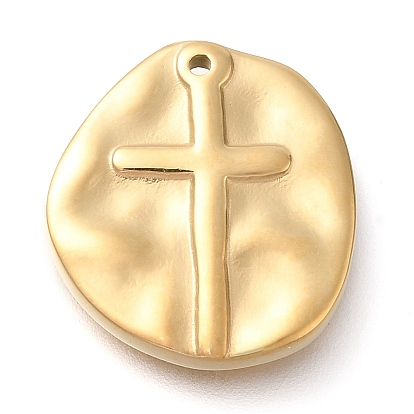 304 подвески из нержавеющей стали, плоский круглый с подвеской в виде креста