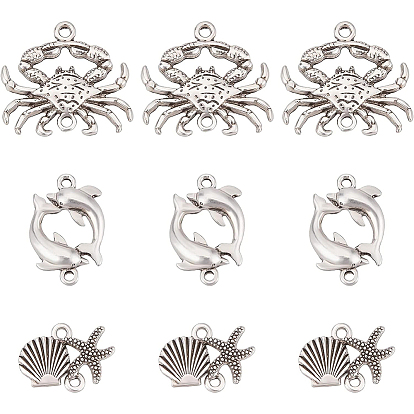 Tibetan Style Alloy Pendants, Flat Round with Octopus