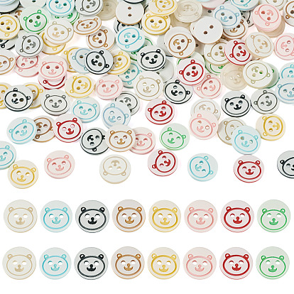 200 botones de resina con agujeros 2 piezas, para coser manualidades, plano y redondo, color mezclado