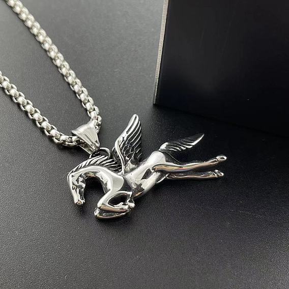 Панк 304 ожерелья из нержавеющей стали с подвеской в виде летящей лошади для мужчин