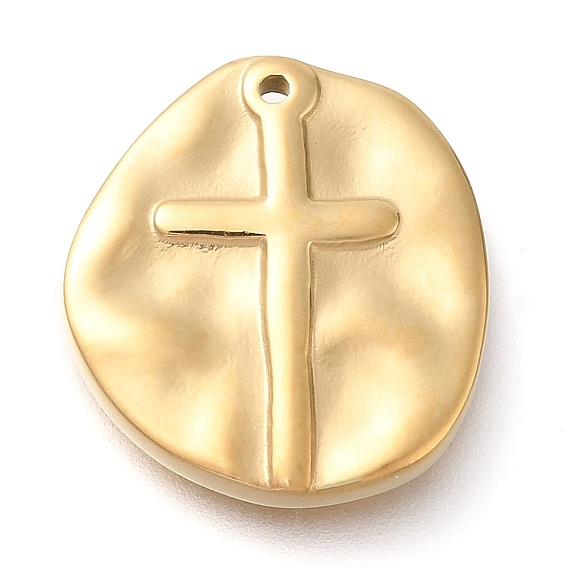 304 подвески из нержавеющей стали, плоский круглый с подвеской в виде креста