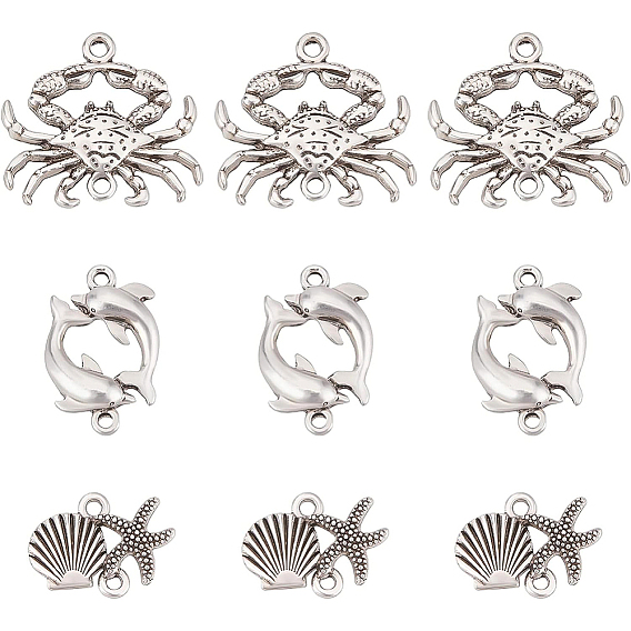 Tibetan Style Alloy Pendants, Flat Round with Octopus