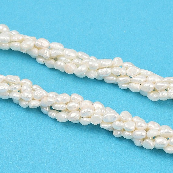 Нити из натурального культивированного пресноводного жемчуга, двух сторон полированной, класс 3а+