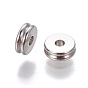201 Stainless Steel Grooved Spacer Beads, Rondelle