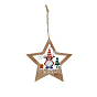 Christmas Theme Wood Gnomes Pendant Decorations, with Wood Beads and Hemp Cord Christmas Tree Hanging Decorations