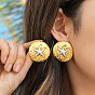304 aretes de acero inoxidable para mujer, plano y redondo con estrellas de mar