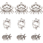 Tibetan Style Alloy Pendants, Flat Round with Octopus