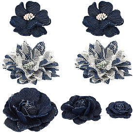 10Pcs 5 Styles Polyester Ornament Accessories, Flower