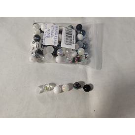 100pcs perles acryliques opaques et transparentes et placage uv, de couleur plaquée ab , ronde