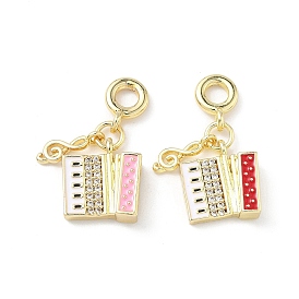 Латунь микропаве фианиты с подвесками из эмали, электронное пианино, реальный 18 k позолоченный