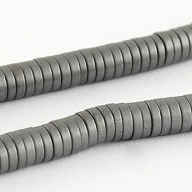 Matte Non-magnetic Synthetic Hematite Beads Strands, Grade A, Heishi Beads, Flat Round/Disc