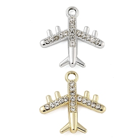 Alloy Rhinestone Pendants, UV Plated, Airplane