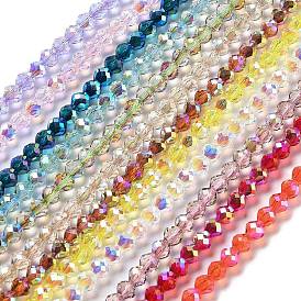 Electroplate Glass Beads Strands, Faceted, Bicone