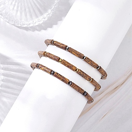 3 Браслеты из натуральной слоновой яшмы и синтетического гематита, плетеные из бусин, для мужчин и женщин.