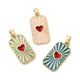 Подвески из латуни в форме прямоугольника и сердца, с эмалью, стойки покрытие, долговечный, без кадмия и без свинца, золотые