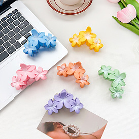 Candy Color Three Flower Plastic Claw Hair Clips, Hair Accessories for Women & Girls