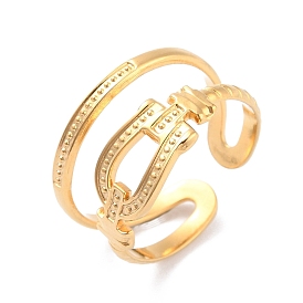 Ion Plating(IP) 304 Stainless Steel Belt Buckle Shape Open Cuff Ring for Women