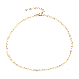 Glass Pearl Link Chain Necklaces, with Brass Curb Chains and Lobster Claw Clasps