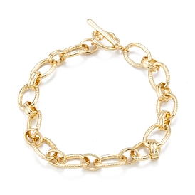 Brass Link Bracelets, Long-Lasting Plated, Oval