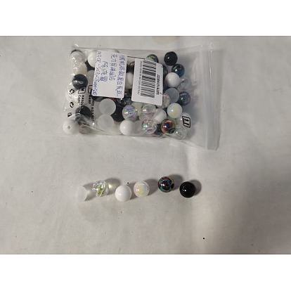 100pcs perles acryliques opaques et transparentes et placage uv, de couleur plaquée ab , ronde