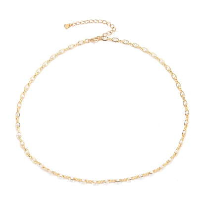 Glass Pearl Link Chain Necklaces, with Brass Curb Chains and Lobster Claw Clasps