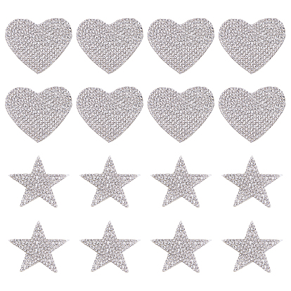 16шт 2 стиль блестки горячая фиксация стразы, железо на заплатах, платье обувь украшения одежды, Сердце и звезда