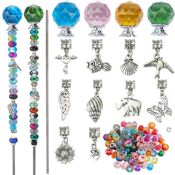 Наборы для самостоятельного изготовления садовых колышков, включая 304 винты и гайки из нержавеющей стали, круглый стеклянный хрустальный шар ручка шкафа, Европейский бусы акриловые, cmолы европейские шарики, Сплавочные европейские бусины