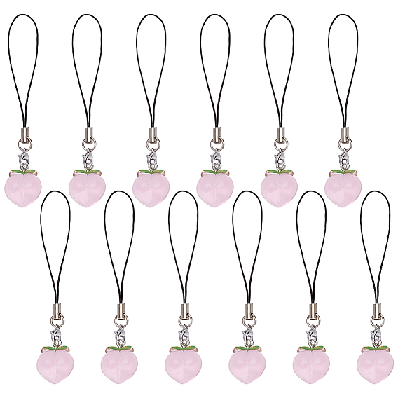 Смола персики украшение телефон прелести ремешок, для мобильного телефона, рюкзак, бумажник, брелок кулон аксессуары