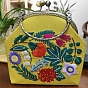 Flower Pattern DIY Handbag Embroidery Starter Kit with Instruction Book, Cord and Neddle, Easy Stamped Fabric Hand Crafts