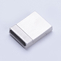 304 Stainless Steel Magnetic Clasps with Glue-in Ends, Frosted, Rectangle
