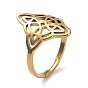 Ion Plating(IP) 304 Stainless Steel Adjustable Rings, Hollow Rhombus Knot Ring for Women