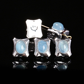 Natural Aquamarine Beads, with Alloy Findings, Rectangle