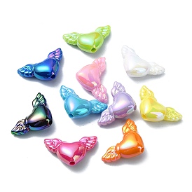 Opaque Acrylic Beads, AB Color, Heart with Wing