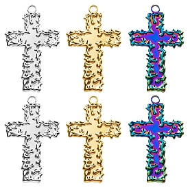 Ion Plating(IP) 304 Stainless Steel Pendants, Cross Charm, Religion