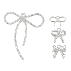 Rack Plating Alloy Pendants, Lead Free & Cadmium Free, Bowknot Charms