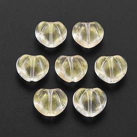 Transparent Glass Beads, with Glitter Powder, Heart