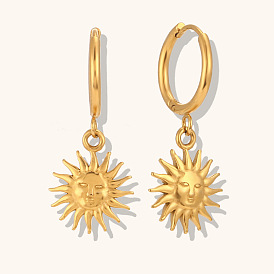 Sun Baby Pendant Earrings in 18K Gold Plated Stainless Steel Jewelry